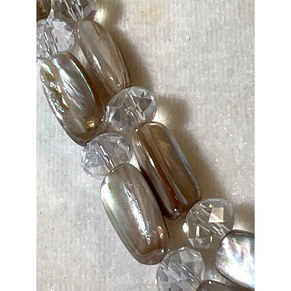 Abalone Shell & Faceted Crystal Statement Necklac… - image 7